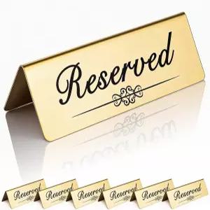 6개 예약 표지판 결혼식 피로연 파티 레스토랑 이벤트-양면 테이블 장소 6×4인치 골든 메탈 스테인리스