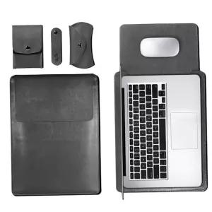 노트북 파우치 가죽 세트(37x28cm) (챠콜)