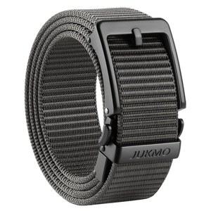 죽모 남성용 1.5인치 래칫 벨트 - 청바지와 치노를 위한 구멍 조절식 핀 룩 버클 없음 | 트리밍 투 핏 나일론 웨빙