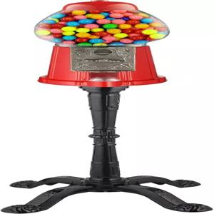 스탠드와 코인 뱅크가 있는 15인치 껌볼 머신 - 유리 글로브와 메탈 베이스가 풍선껌 캔디 디스펜서 자판기