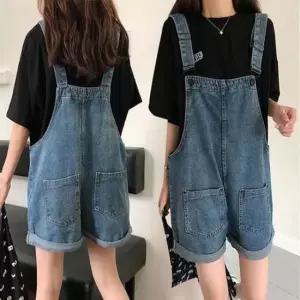 [SBD] 청 데님 반바지 오버롤 롤업 멜빵 여자 점프수트