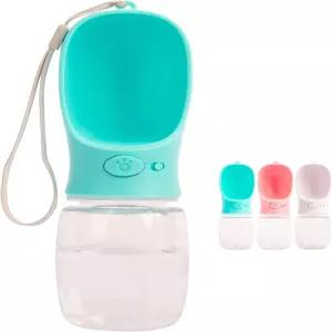 350ml/11.9온스 휴대용 반려견 물병 식수 공급기 포함 산책 하이킹 및 여행 중 정수기 녹색