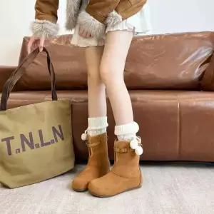 엘럽 여자 빈티지 미들부츠 양털 세무 기모 숏 퍼 스노우 부츠 히든 키높이 원템5