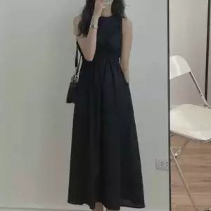 허리 셔링 민소매 롱원피스 비치원피스 여름휴가원피스