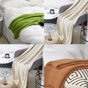 DUGNMARKT  부드러운 니트 무릎 담요 사무실 캠핑용 휴대용 블랭킷