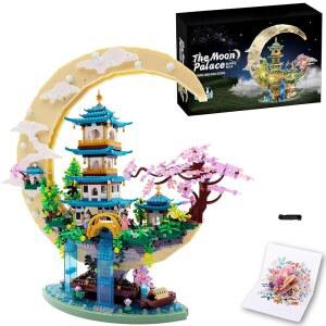 알리즈드 중국 달궁 마이크로 빌딩 블록 세트 4288 PCS 벚꽃 분재 트리 미니 일본 사쿠라 하우스 건축 모델 벽돌, 14인용 크리에이티브 선물+