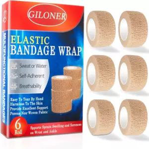 길로너 6개 1인치 자가 접착 붕대 랩 베트 손가락 및 발가락 거즈 테이프 손목 발목 스포츠로 인한 부종에