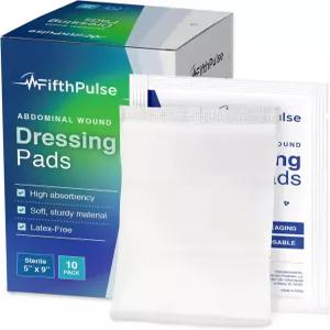 복부 드레싱 패드 10팩 - ABD 5x9 멸균 논스틱 거즈 추가 흡수성 콤바인 라텍스 프리 밀봉 가장자리 개별