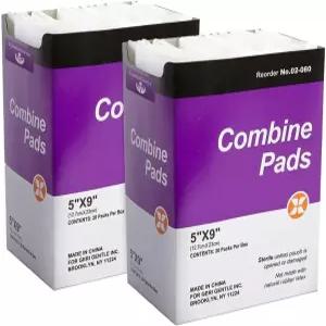 큰 를 위한 ABD 패드 5x9-2 팩 40개의 멸균 복부 결합하세요 - 출혈 패딩 습기 차단 등에 사용되는 드레싱