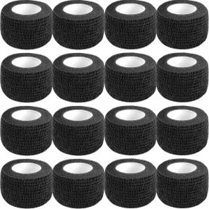 자가 접착 붕대 랩 1인치 5야드 16팩 블랙 탄력 응집 응급 처치 용품용 수의사 타투 스포츠 테이프 벌크