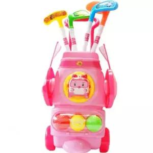 핑크 골프 카트 세트 클럽 공 포함 유아 스포츠 체험 야외 활동 신체 발달 완구