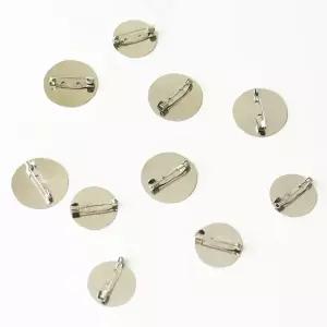 금속 원형 브로치 받침 15mm 코사지 리본 공예 제작용 안전핀 부착 옷핀