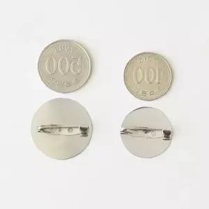 실버 원형 브로치 받침 25mm 코사지 리본 공예 제작용 금속 안전핀 옷핀