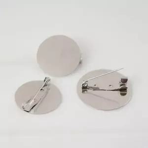 메탈 원형 브로치 받침 30mm 코사지 리본 공예 제작용 은색 안전핀 부착핀