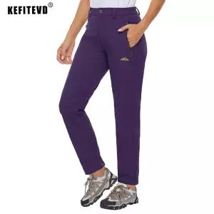 등산바지 KEFITEVD 여성용 따뜻한 플리스 하이킹 바지 방수 방풍 스노우 스키 소프트쉘 작업 겨울 [호환]