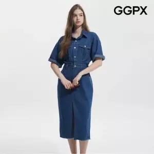 [GGPX] 앞 트임 데님 반오픈 원피스 (GQ3OP018F)