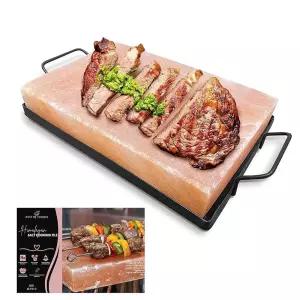 Zestiq Foods 요리 그릴링 히말라야 소금 블록 - 스테이크 BBQ 핫 스톤 요리용 핑크 슬래브 주방 야외 해산