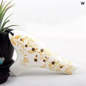 도자기오카리나 나뭇잎 소프라노C 오카리나 화이트 tjD9+6PXV