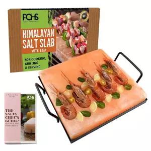 POHS 히말라야 핑크 소금 블록 스몰 20.3x20.3x3.8cm8x8x1.5인치 그릴링 시어링 요리 바베큐용 스톤 프리미