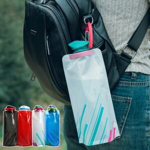 호환 700ml 소프트 플라스크 접이식 물병 재사용 가능한 초경량 물 주머니 카라비너 클립 포함 휴대용 야외