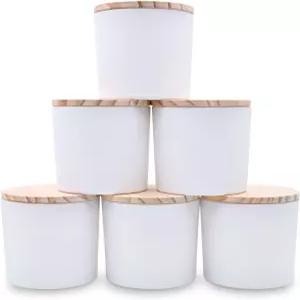 양초를 만들기 위한 12온스 두께의 병 6개 향신료 나무 뚜껑이 있는 빈 용기 매트 화이트