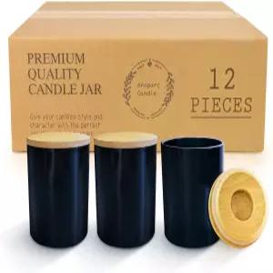 아로팍 12 팩 10온스 블랙 캔들 병 뚜껑 용품 제작용 벌크 용기 텀블러 - 글로스