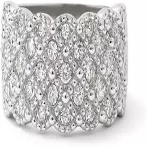 페어리 커플 여성용 11mm 와이드 파베 밴드 링 18K 화이트 골드 도금 실속형 7.5g 명세서 컴포트 핏