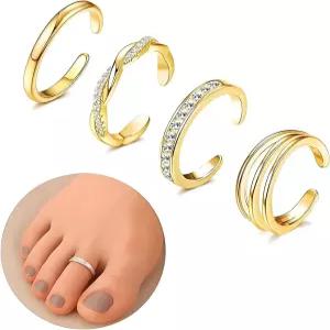 여성용 JWGP 925 스털링 실버 토링 세트 - 미니멀리스트 14K 골드 도금 오픈 조절 밴드 여름용 심플 비치