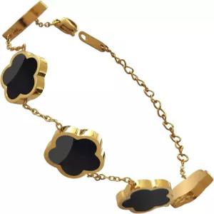 여성용 Aimette Monette 18K 금도금 팔찌 변색 방지 황금/적/백/블랙 포 클로버 매력 트렌디 발렌타인 데이