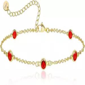 여성용 AFSITNIG 탄생석 팔찌 14K 금도금 다인 링크 트렌디 비타니시 체인 생일 발렌타인 선물 엄마 딸