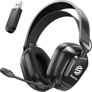PC PS5 스위치 및 Mac용 SKAPENDY 2.4GHz 무선 게임 헤드셋 노이즈 캔슬링 마이크 포함 블루투스 저지연