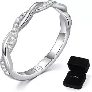 여성용 랩 그로운 다이아몬드 웨딩 밴드 2mm 약혼 반지가 있는 완벽한 스택 0.15cttw D 컬러 VVS1 트위스트