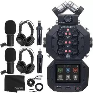 Zoom H8 8입력 / 12트랙 팟캐스트 음악 현장 녹음 번들을 위한 휴대용 핸디 레코더 2배 줌 ZDM-1 마이크