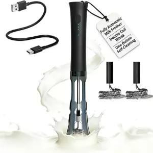 우유 거품기 휴대용 충전식 저소음 전기 커피 지팡이 스탠드 스테인리스 스틸 샤프트 우발적 시동 방지