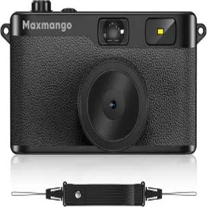 맥스망고 D53 디지털 카메라 - 레트로 12MP 무스크린 빈티지 일회용 교체 8GB SD 카드 포함 블랙
