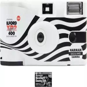 플래시가 장착된 XP2 35mm ISO-400 B W 일회용 카메라 - 마이크로파이버 클리닝 천으로 27가지 노출