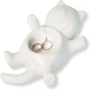 요브로 잠자는 고양이 보석 접시 반지 귀걸이 팔찌 목걸이용 속이 빈 세라믹 링 홀더 트레이 - 귀여운 책상