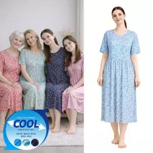 여름 까실이 꽃무늬 반팔 파자마 주름원피스