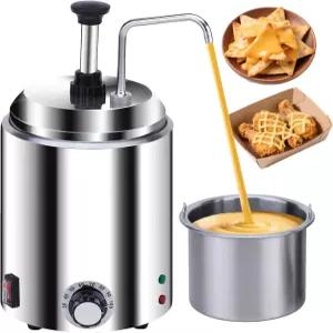 SNICE 전기 나초 치즈 디스펜서 초콜릿 워머 304 스테인리스 스틸 펌프 3.0 Qt 핫 퍼지 온도 조절 포함