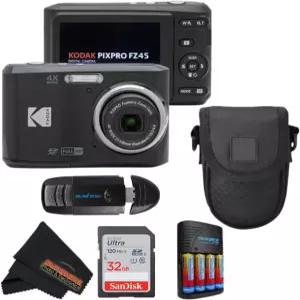 코닥 픽스프로 FZ45 16MP CMOS 센서 디지털 카메라 5배 광학 줌 선샤인 포토 극세사 클리닝 천(고급 번들