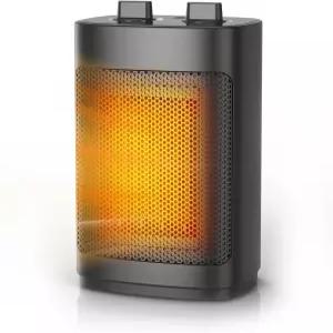 실내용 공간 히터 1500W 소형 전기 PTC 소자 과열 및 팁 오버 보호 온도 조절 휴대용 객실 블랙용