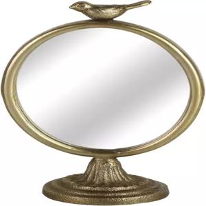 니키 홈 빈티지 골드 베니티 타원형 거울 새 장식이 있는 앤티크 테이블탑 침실 거실 드레스룸용 작은