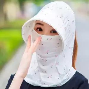 골프마스크여자 얼굴햇빛가리개 여성골프썬캡 플라워화이트