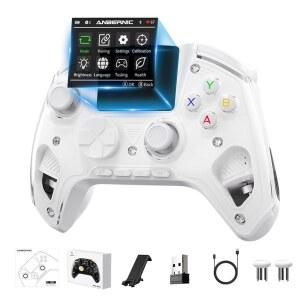 [미국배송] 심박수 모니터 및 디스플레이 홀 효과 트리거 프로그래머블 백 버튼 PC 스위치 스팀 안드로이드 IOS - 2.4G / 블루투스 유선 화이트 포함 DORITENEY RG G01 무선 게이밍 컨트롤러