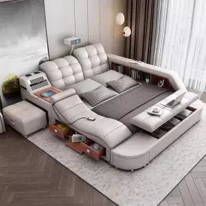 스마트 기능 일체형 침대 베드 올인원 가죽 수납 침실가구 더블