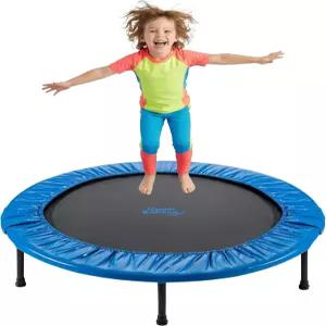 마하러스 어퍼 바운스 미니 트램펄린 - 리바운더 운동 피트니스 실내 야외 조절 가능한 바와 안전 패딩이