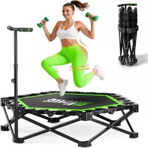 FitNexus 미니 트램펄린 42인치 접이식 피트니스 리바운더 조절 가능한 T-바 450파운드 용량 홈 헬스장