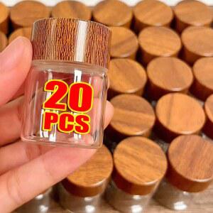 뚜껑이있는 미니 유리 양념 나무 견과류 봉인 항아리 보관 조미료 용기 커피