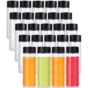 24팩 10OZ 투명 PET 우유 뚜껑 만든 검은색 주스 음료에 플라스틱 집에서