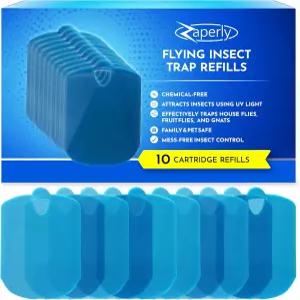 실내 초파리 트랩용 Zaperly 10팩 리필 카트리지 - 모기 집파리 나방 날아다니는 곤충을 포획하는 강력한